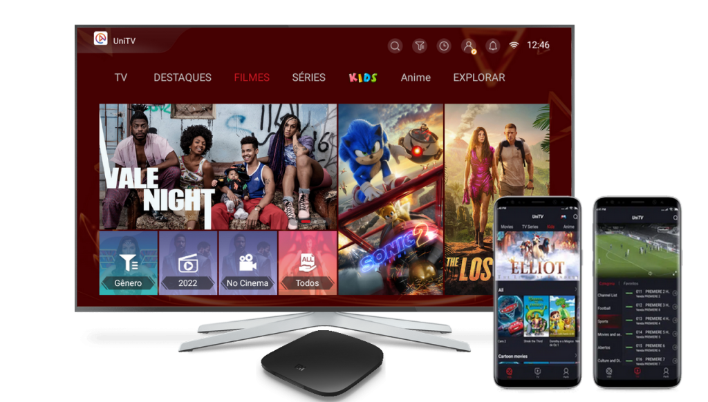 App UniTV Oficial - Interface do aplicativo de recarga UniTV para TV Box Android e celular Android